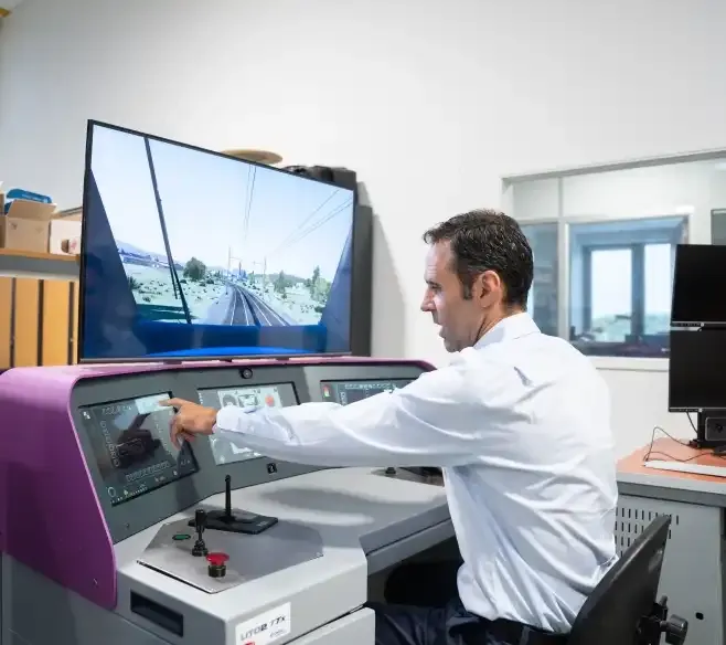 A person using one of our simulators for training