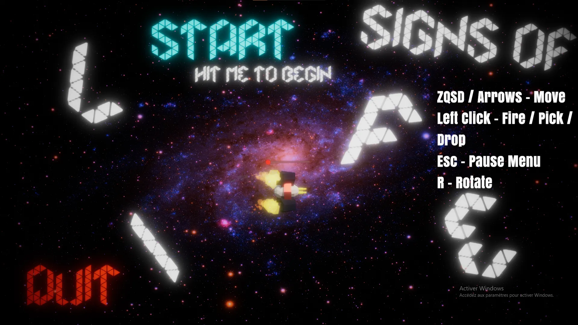 The main page of a small game I created for a game jam