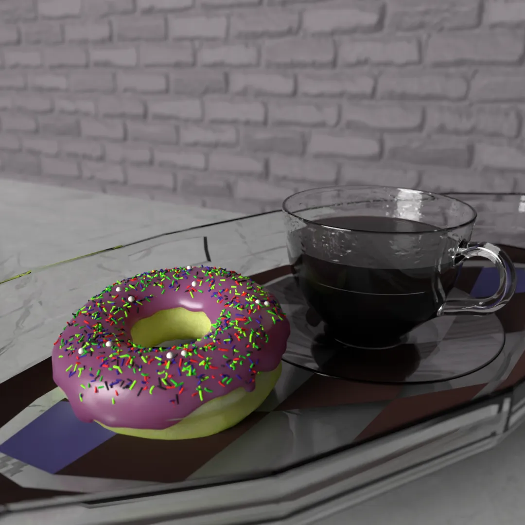 A donut with a coffee