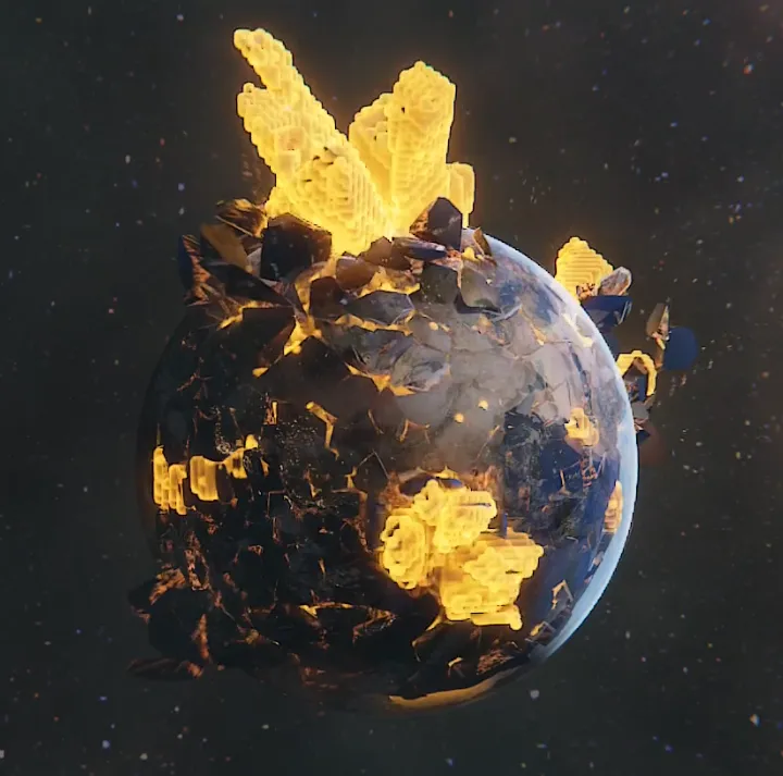 The explosion of a planet.
