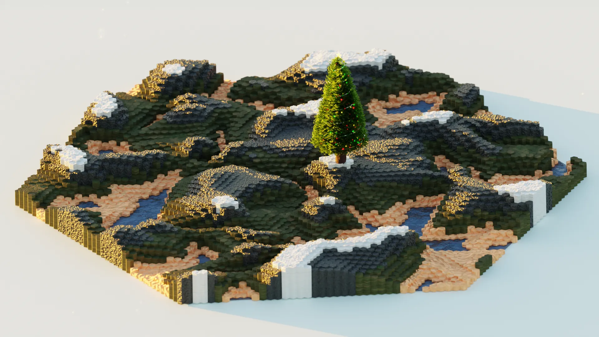 An isometric terrain in low poly